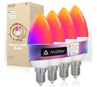 MOES Matter E14 Candle Smart Bulbs, 6W 470lm RGB, 4 Pack
