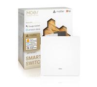 MOES Matter over WiFi Smart Switch, Wall Light Switch, 1 Gang | Apple Home Alexa Google SmartThings, 2-Switch Sync, Neutral Wire Required, Tuya App Control, European Panel Design