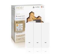 MOES Matter over WiFi Smart Switch, Wall Light Switch, 3 Gang | Apple Home Alexa Google SmartThings, 2-Switch Sync, Neutral Wire Required, Tuya App Control, European Panel Design