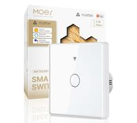 MOES Matter Smart Light Switch, Curved Glass Panel, 1 Gang | 2.5D Curved Glass, Neutral Wire Required, Apple Home Alexa Google, 2-Way Multi-Control Association