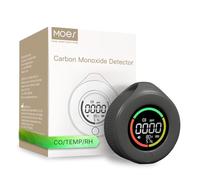 MOES Portable CO Detector, Mini Carbon Monoxide Alarm, Grey | LCD Screen, Temperature and Humidity Monitor, 3-in-1 Detection, Home Campervan Car Boat RV Use
