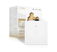 MOES Smart Glass Panel Light Switch, Matter over WiFi, 2-Way Sync Premium Touch Switch, Neutral Wire Required, Compatible with Alexa/Apple Home/Google Home/SmartThings, Tuya APP Control, 1 Gang