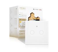 MOES Smart Glass Panel Light Switch, Matter over WiFi, 2-Way Sync Premium Touch Switch, Neutral Wire Required, Compatible with Alexa/Apple Home/Google Home/SmartThings, Tuya APP Control, 2 Gang