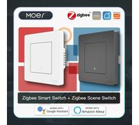MOES Smart Light Switch Tuya ZigBee Star Ring Series No Neutral Wire No Capacitor Needed Smart Life Works with Alexa Google Home 1 Gang Master Switch