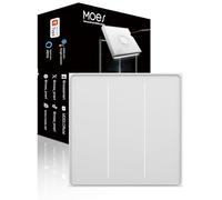 MOES Star Feather Zigbee Smart Light Switch, Air Gesture & Full Screen Touch Control, Anti-Glare Matte Glass Wall Panel, 3-Gang, Neutral Wire & Gateway Required, Compatible with Alexa & Google Home