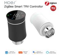MOES TRV ZigBee 3.0 Tuya New Radiator Actuator Valve Smart Programmable Thermostat Temperature Heater Alexa Voice Control 7PCS Black Valve