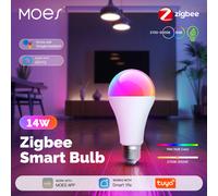 MOES Tuya Smart Zigbee LED Bulb 14W RGB C+W E27 Colors Dimmable 2700K-6500K Smart Life App Adjustable Control Alexa Google Home 2 PCS