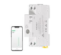 MOES WiFi Smart Relay Circuit Breaker DIN Rail - V0 Fireproof, Energy Monitoring, Remote/Timer/Voice Control via Tuya Smart App, Compatible with Alexa & Google Home (1-63A Adjustable)