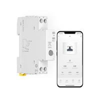 MOES ZigBee Smart Relay Circuit Breaker DIN Rail - V0 Fireproof, Energy Monitoring, Remote/Timer/Voice Control via Tuya Smart App, Compatible with Alexa & Google Home (1-63A Adjustable)