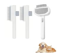 MoeSoce Deshedding Brush with Metal Comb for Detangling and Dematting Long, Flea Comb Cat Combs with Long & Short Stainless Steel Teeth, Matted Fur on Cats and Dogs (3 Pack)