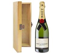 Moet and Chandon Brut Imperial Champagne in Hinged Wooden Gift Box NV 75 cl