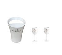 Moet Chandon Champagne Glasses and Champagne Cooler in White/Gold Ice Imperial Champagne Set Wine Glass