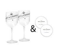 Moet & Chandon Clear Ice Imperial Champagne Glasses with Coasters [x2]