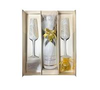 Moet & Chandon Ice Imperial 75cl Gift Set Hamper With Two Matching White & Gold Champagne Glasses, Chocolates and Gift Box - Congratulations, Wedding Gift With Personalised Gift Message