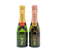 Moet & Chandon - Imperial Brut NV & Rose Imperial Mini - Champagne 20cl x 2 12% ABV (2 x 20cl)