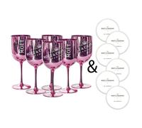 Moet & Chandon Pink Ice Imperial Acrylic Champagne Glasses with Coasters [x6]