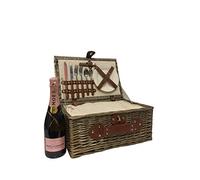Moet Chandon Rose Champagne 75cl with 2 Person Cream Chiller Picnic Basket includes accessories and inbuilt Zipped Chiller