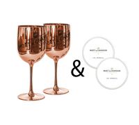 Moet & Chandon Rose Gold Ice Imperial Acrylic Champagne Glasses & Coasters [x2]