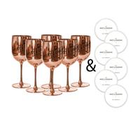 Moet & Chandon Rose Gold Ice Imperial Acrylic Champagne Glasses & Coasters [x6]