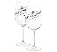 Moët & Chandon Set of 2 Champagne Glasses Ice Imperial Real Glass Clear with Black Lettering