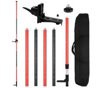 MOETER 12Ft/3.7M Telescoping Laser Level Pole, Adjustable Laser Pole with Universal Mounting Bracket 1/4”-20 & 5/8”-11 Adapters, Laser Level Stand for Rotary & Line Lasers (Without Tripod)