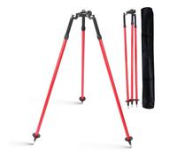 MOETER Aluminum Surveying Tripod with Thumb Release - Surveyor Tripod for Prism Poles, GPS Rods, GNSS Poles - Adjustable Telescopic Survey for Total Station Use (Red)