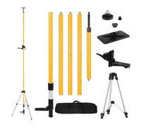 MOETER Telescoping Laser Level Pole Kit - 12Ft./3.6M Adjustable Pole with Tripod, Spring-Loaded Base & Mount for Rotary/Line Lasers (1/4"-20 & 5/8"-11 Adapters)
