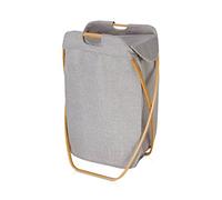Möve Bamboo foldable laundry basket 39 x 46 x 66 cm made of bamboo with canvas, grey