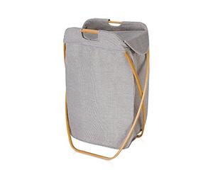 Möve Bamboo foldable laundry basket 39 x 46 x 66 cm made of bamboo with canvas, grey