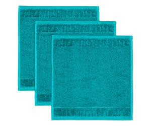 Möve Bamboo Luxe set of 3 soap cloths 30 x 30 cm made of 60% cotton / 40% viscose from bamboo cellulose, ocean