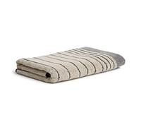 möve Eden shower towel horizontal stripes with looped hem 80 x 150 cm made of 80% cotton / 20% linen, nature / black