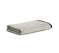 möve Eden shower towel check structure velours 80 x 150 cm made of 80% cotton / 20% linen, nature / black