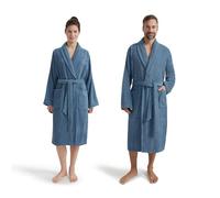 MÖVE Homewear Basic Shawl Collar Coat 100% Cotton Size M Steel Blue