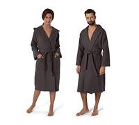 Möve Piquée hooded bathrobe in size L made of 100% cotton, graphite