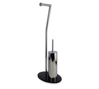 Möve 40879 Toilet Paper Holder with Glass Stand, Silver, 28 x 20 x 71,5 cm