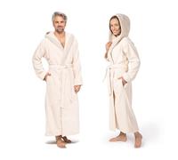 möve Wellness hooded bathrobe with chenille piping in size S made of 100 % cotton (Spinair), nature