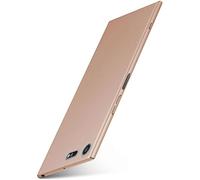 moex ALPHA Case compatible with Sony Xperia XZ Premium Cover Thin | Ultra-Slim Mobile Cover - Metallic Protective Cover Mobile Cover, Matt Golden