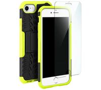 moex armoured protection set - TANK Case + protective glass suitable for iPhone 7 / iPhone 8 | Tempered glass + Extremely robust double layer cover, Green Black