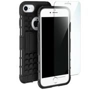 moex armoured protection set - TANK Case + protective glass suitable for iPhone 7 / iPhone 8 | Tempered glass + Extremely robust double layer cover, Black