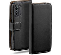 moex Book Case for Motorola Moto G82 5G Mobile Phone Case with Card Slot, Foldable 360 Degree Protective Case, Flip Case Cover, PU Leather Mobile Phone Case, Black