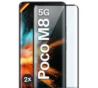 moex CurveProtect Tempered Glass Screen Protector for Poco M8 5G Full Screen Protector Rimless, Full Screen Completely Covered, Tempered Glass Screen Protector Curved 3D Glass Film, Black, Pack of 2