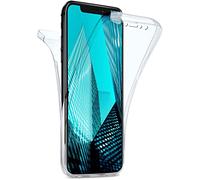 moex Double Case compatible with Apple iPhone X/iPhone XS, Silicone, Transparent, 360-Degree Full Body/All-Round Protection, Protective Cover on Both Sides, Crystal