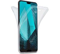 moex Double Case compatible with Huawei P20 Pro, Silicone, Transparent, 360-Degree Full Body/All-Round Protection, Protective Cover on Both Sides, Crystal