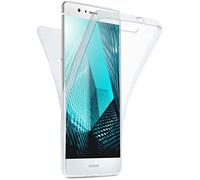 moex Double Case compatible with Huawei P9 Lite, Silicone, Transparent, 360-Degree Full Body/All-Round Protection, Protective Cover on Both Sides, Crystal