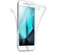 moex Double Case compatible with iPhone 7 Plus/iPhone 8 Plus, Silicone, Transparent, 360-Degree Full Body/All-Round Protection, Protective Cover on Both Sides, Crystal