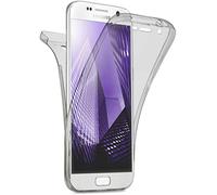 moex Double Case compatible with Samsung Galaxy S7, Silicone, Transparent, 360-Degree Full Body/All-Round Protection, Protective Cover on Both Sides, Anthracite