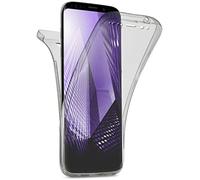 moex Double Case compatible with Samsung Galaxy S9, Silicone, Transparent, 360-Degree Full Body/All-Round Protection, Protective Cover on Both Sides, Anthracite