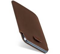 MoEx Faux Leather Phone Case compatible with Google Pixel 4a | Slide-Up Function, Brown
