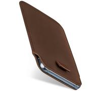 MoEx Faux Leather Phone Case compatible with iPhone 5s / 5 / SE (2016) | Slide-Up Function, Brown