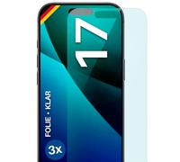 moex FlexProtect Screen Protector for iPhone 17 Screen Protector Ultra Clear HD 0.2 mm Compatible with Any Case, Bubble-Free, Mobile Phone Film, Extra Scratch-Resistant, Pack of 3